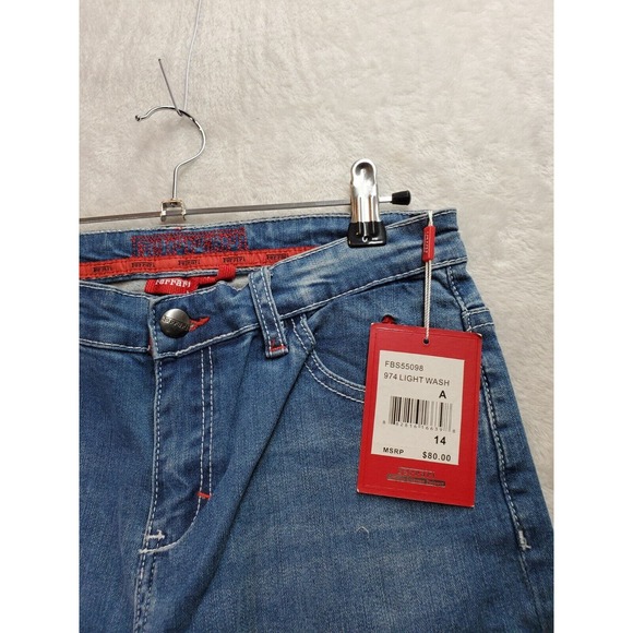 Ferrari‎ Jeans Boys 14 Blue Denim Cotton Stretch Light Wash Pockets Straight Leg - Picture 7 of 11